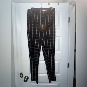 SHEIN Black & White Grid‑Print Pants